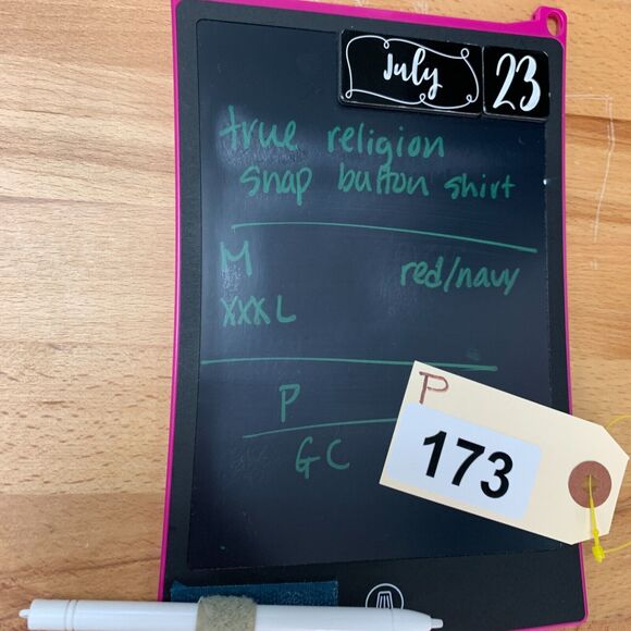 True Religion Western Shirt Mens 3XL XXXL Red Navy Plaid Pocket Snap Button Up - Picture 12 of 13